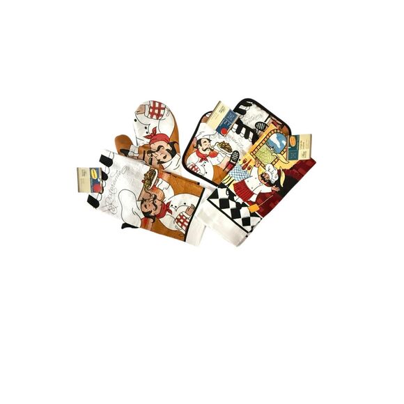 Home Collection - Kitchen Linen Set Includes 2 Dish Towel 2 Pot Holders 1 Oven M - Picture 2 of 5